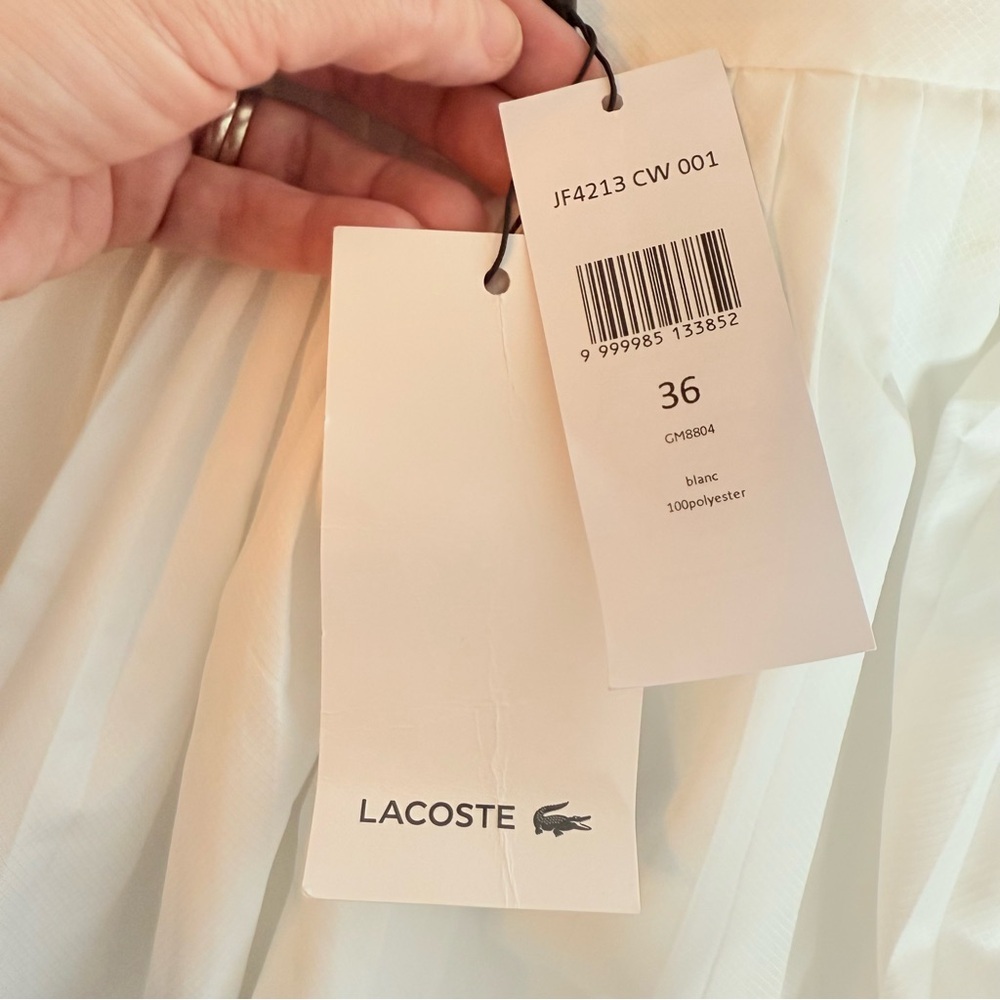 Lacoste White Pleated Midi Skirt Preppy Size FR 36 / US 4 NWT - Picture 6 of 9